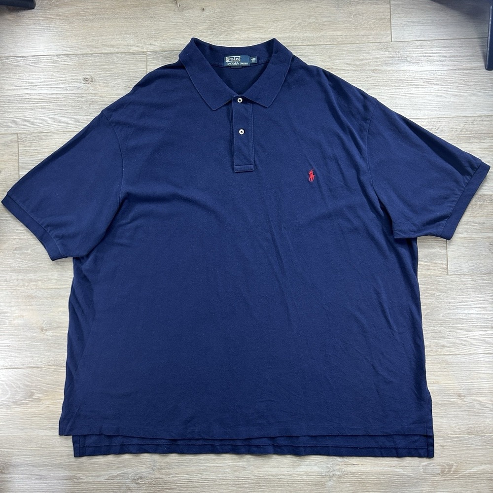 Polo Ralph Lauren 4XB Polo Shirt Big & Tall Iconic Mesh Navy Blue Red Pony